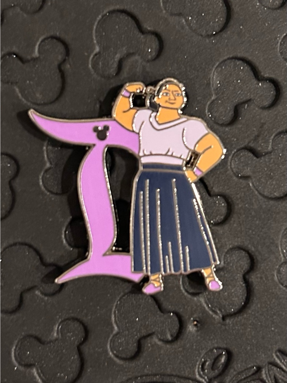 Disney Lavender Initial Pin with Female Character - Pink, Navy & Gold Accent